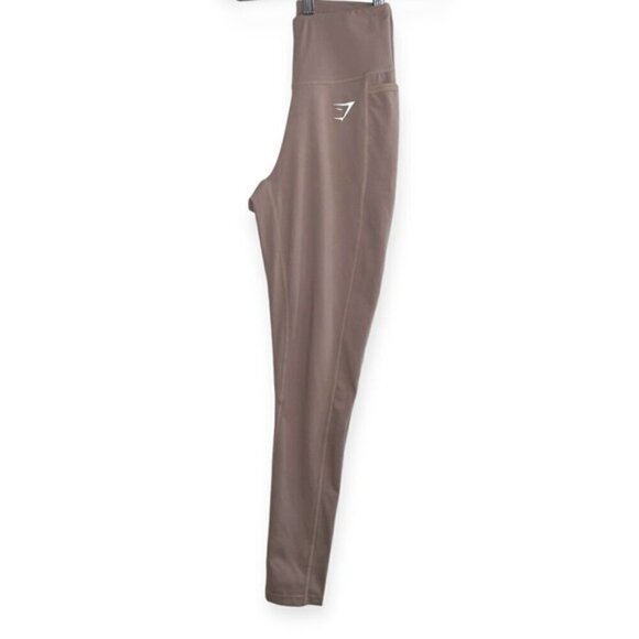 Gymshark Dreamy 2.0 high waisted Leggings Taupe pockets sz Small pull on active - Picture 8 of 8
